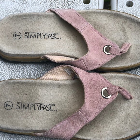 Simplybasic Women's Pink Suede Sandals Size 7 - Picture 6 of 11